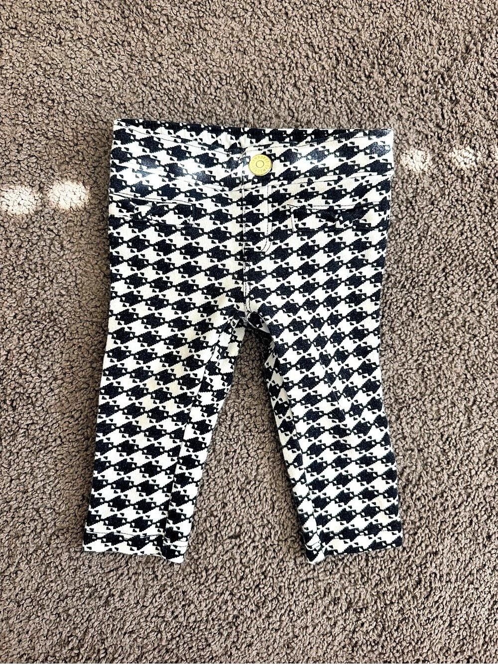 Olivia & Grace Girls Geometric Leggings White Black Size 6-12 Months